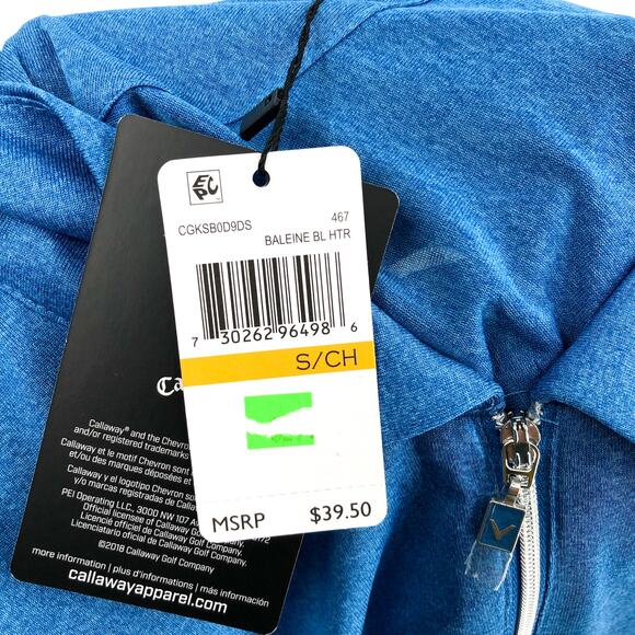 CALLAWAY Womens Golf Polo Shirt Small Blue Heather Quarter Zip Short Sleeve NWT - Picture 11 of 11